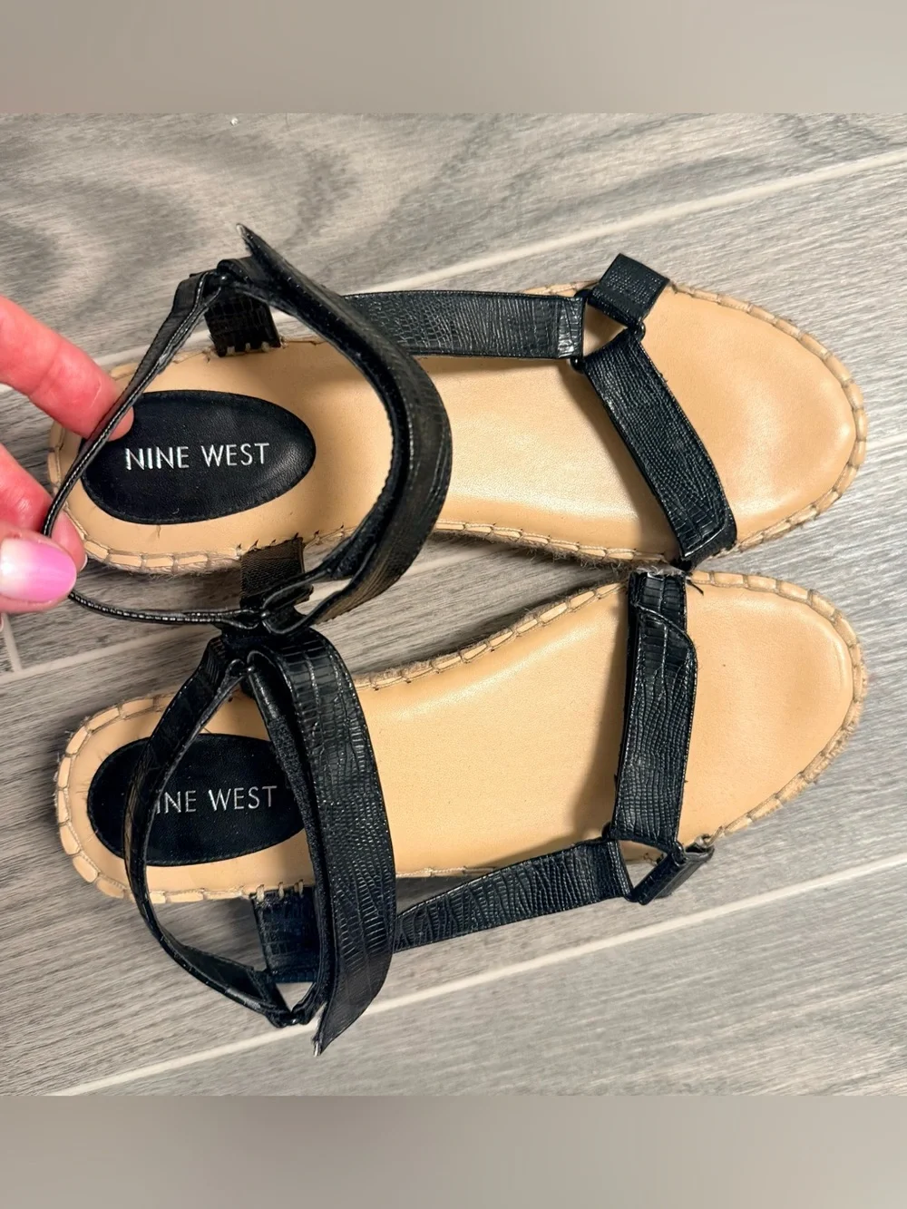 Nine West Black Espadrille Wedge Sandals